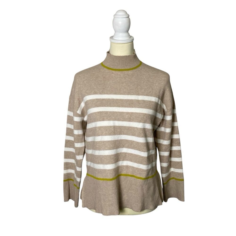Tahari Super Soft Striped Mock Neck Tunic Sweater Women's Size Small
